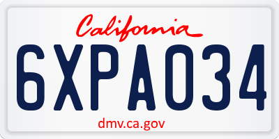 CA license plate 6XPA034