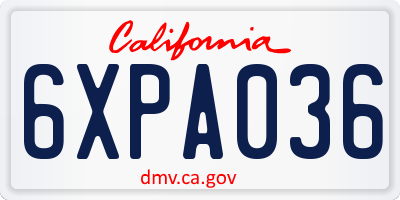 CA license plate 6XPA036