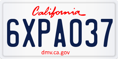 CA license plate 6XPA037