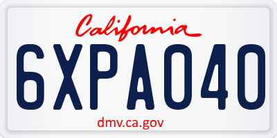 CA license plate 6XPA040