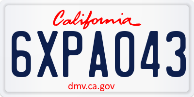 CA license plate 6XPA043