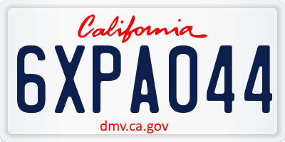 CA license plate 6XPA044