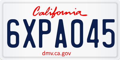 CA license plate 6XPA045