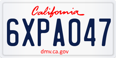 CA license plate 6XPA047