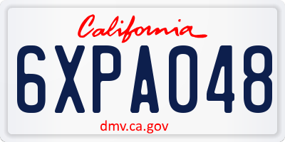 CA license plate 6XPA048
