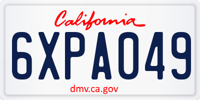 CA license plate 6XPA049