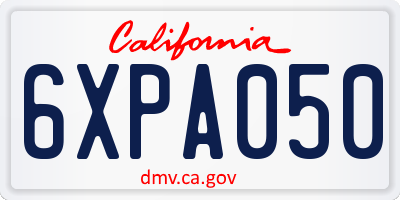CA license plate 6XPA050