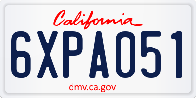 CA license plate 6XPA051