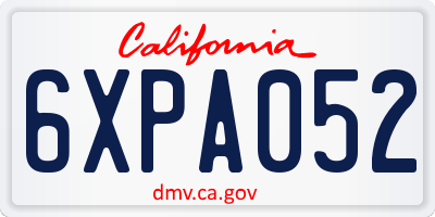 CA license plate 6XPA052
