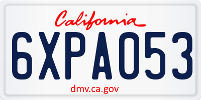 CA license plate 6XPA053