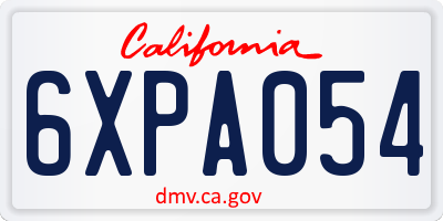 CA license plate 6XPA054
