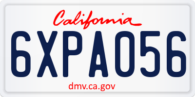 CA license plate 6XPA056