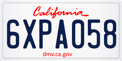 CA license plate 6XPA058