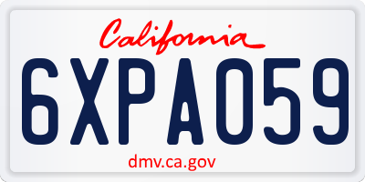 CA license plate 6XPA059