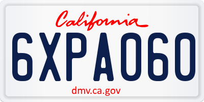 CA license plate 6XPA060