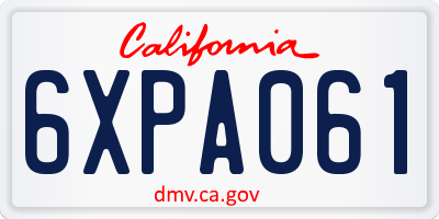 CA license plate 6XPA061