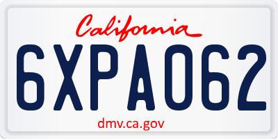 CA license plate 6XPA062