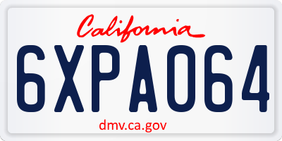 CA license plate 6XPA064