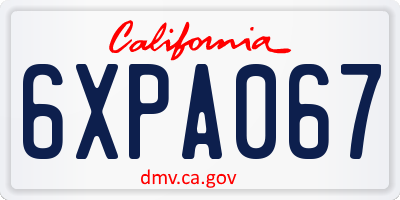 CA license plate 6XPA067
