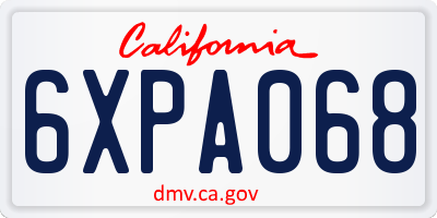 CA license plate 6XPA068