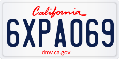 CA license plate 6XPA069
