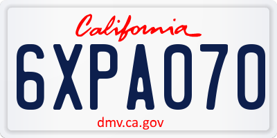 CA license plate 6XPA070