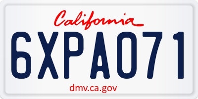 CA license plate 6XPA071