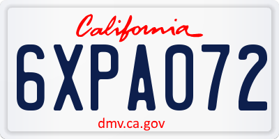 CA license plate 6XPA072