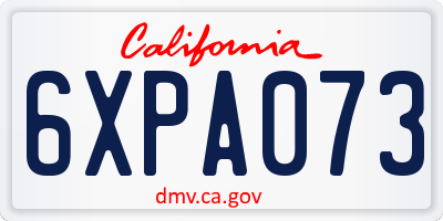 CA license plate 6XPA073