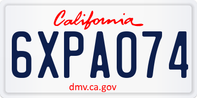 CA license plate 6XPA074