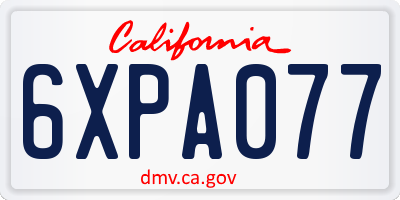 CA license plate 6XPA077