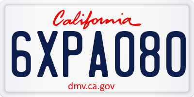 CA license plate 6XPA080
