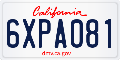 CA license plate 6XPA081