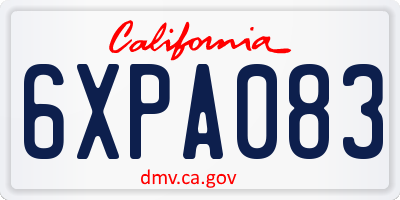 CA license plate 6XPA083