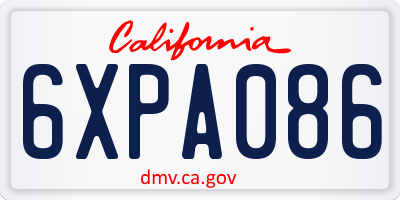 CA license plate 6XPA086
