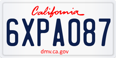 CA license plate 6XPA087