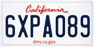CA license plate 6XPA089