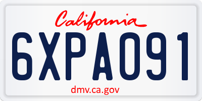 CA license plate 6XPA091