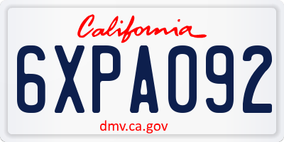 CA license plate 6XPA092