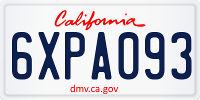 CA license plate 6XPA093