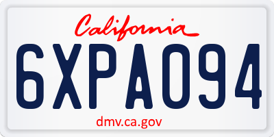 CA license plate 6XPA094