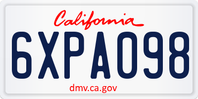 CA license plate 6XPA098