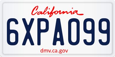 CA license plate 6XPA099