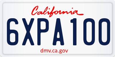 CA license plate 6XPA100