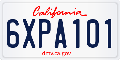 CA license plate 6XPA101