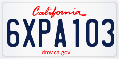 CA license plate 6XPA103