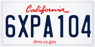 CA license plate 6XPA104