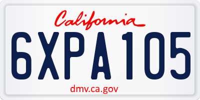 CA license plate 6XPA105