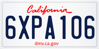 CA license plate 6XPA106