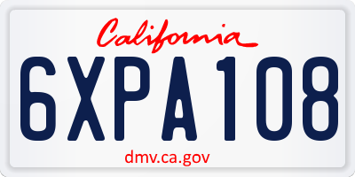 CA license plate 6XPA108